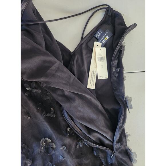 NWT Maeve Sleeveless Mesh 3D Flower Slip Midi Dress Size 10 Black #9F411 - Picture 10 of 13